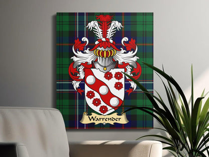 Warrender Clan Coat of Arms Tartan Canvas Wrap - Celtic Ancestry Gifts