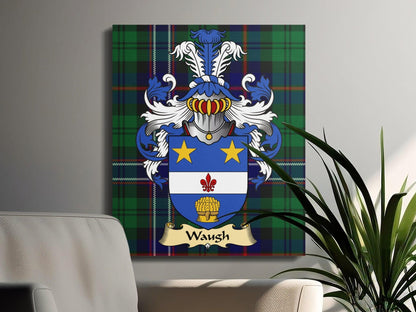 Physical Item Waugh Clan Coat of Arms Tartan Canvas Wrap