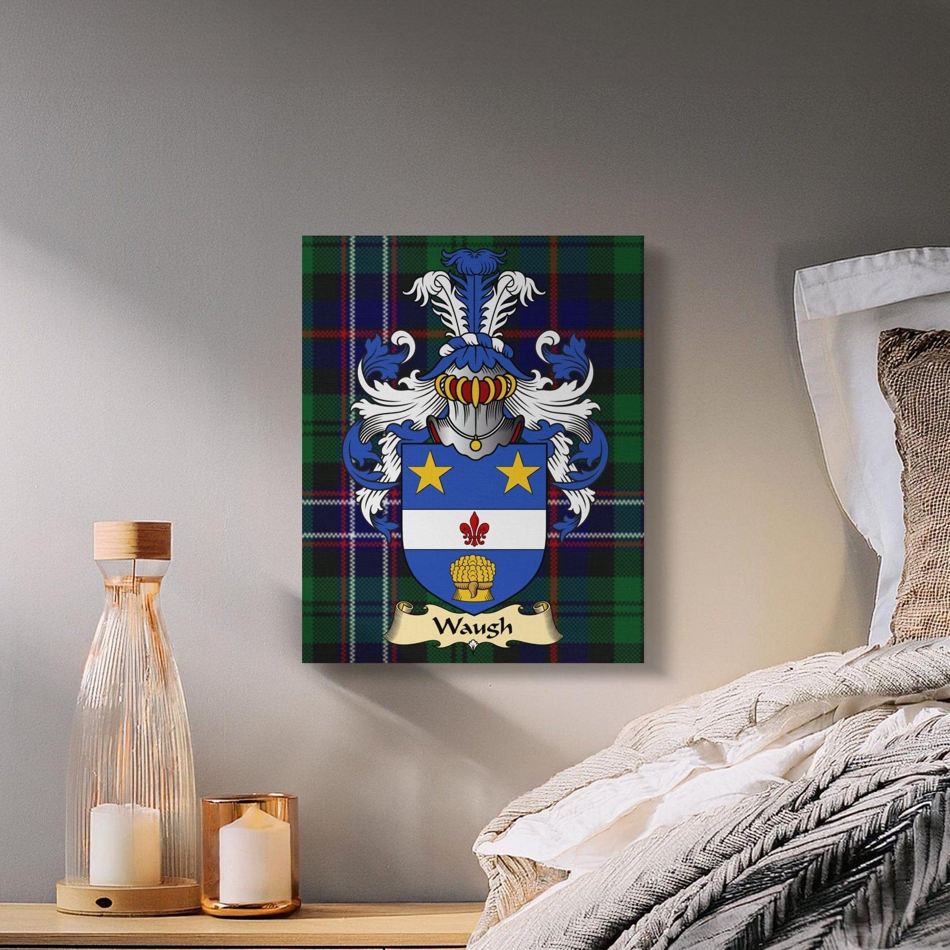 Physical Item Waugh Clan Coat of Arms Tartan Canvas Wrap