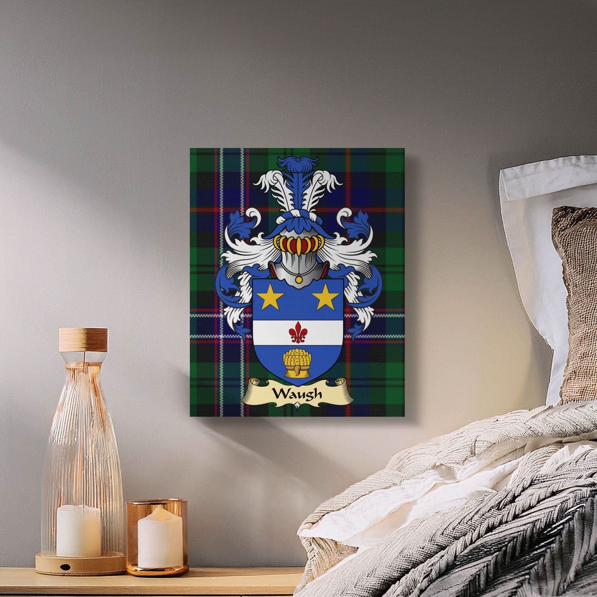 Waugh Clan Coat of Arms Tartan Canvas Wrap - Celtic Ancestry Gifts