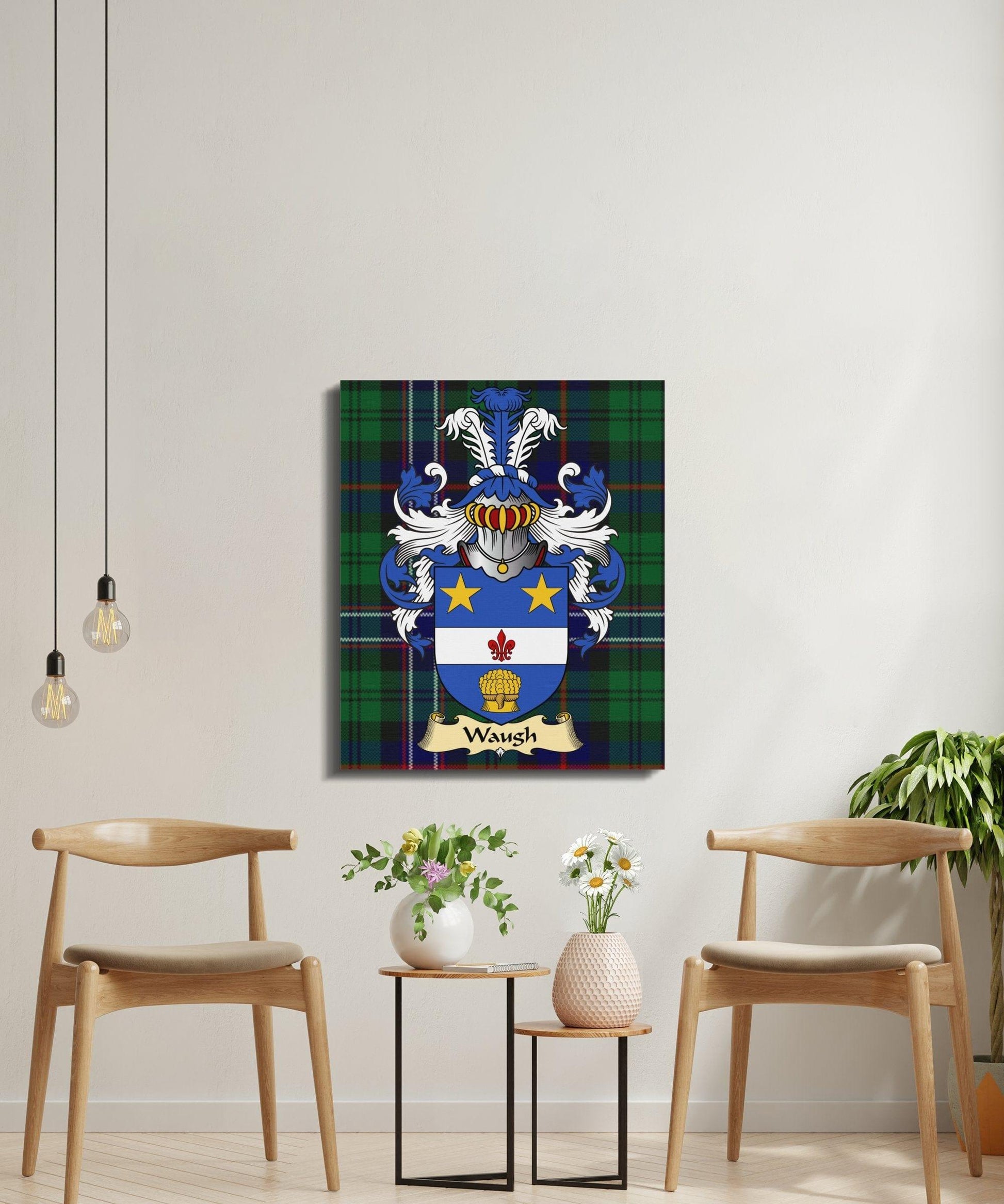 Physical Item Waugh Clan Coat of Arms Tartan Canvas Wrap