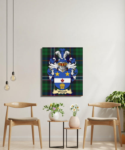 Physical Item Waugh Clan Coat of Arms Tartan Canvas Wrap