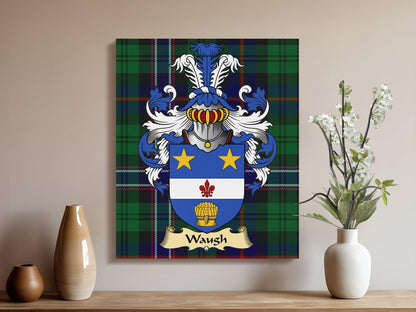 Physical Item Waugh Clan Coat of Arms Tartan Canvas Wrap
