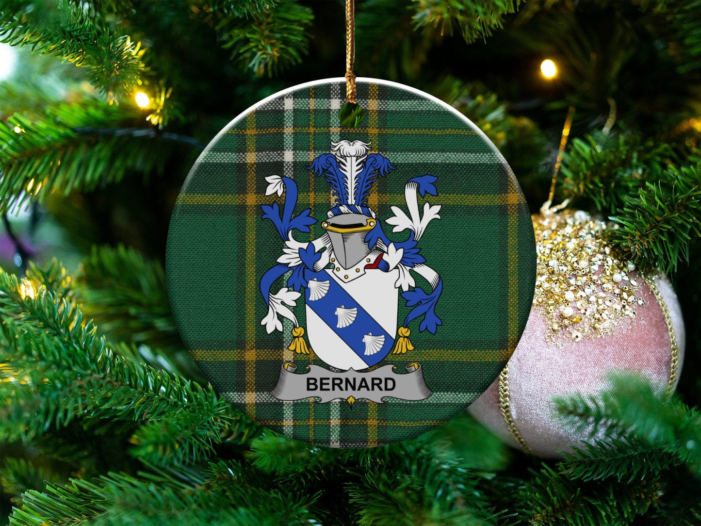 Physical Item White / 3" Bernard Coat of Arms Christmas One Sided Print Ornaments