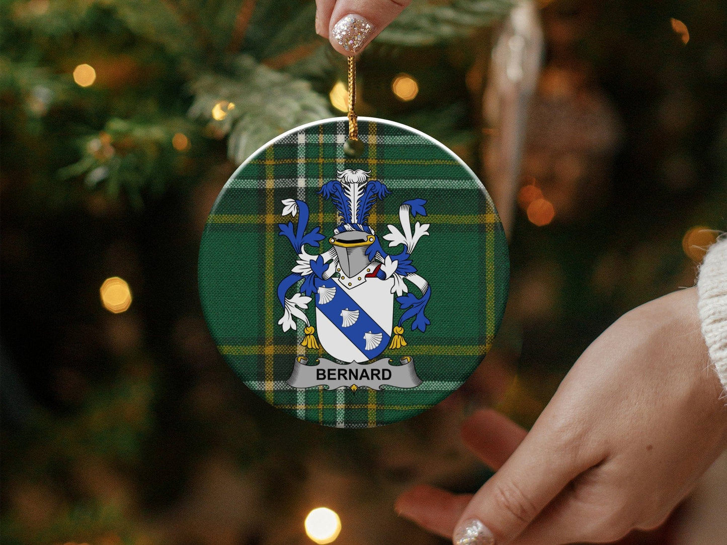 Physical Item White / 3" Bernard Coat of Arms Christmas One Sided Print Ornaments