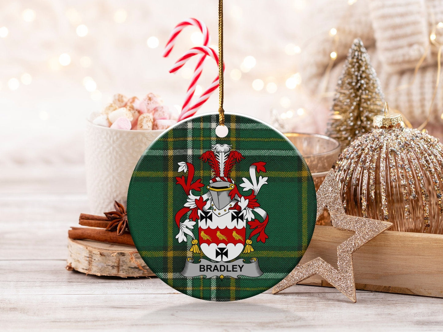 Physical Item White / 3" Bradley Irish Christmas One Sided Print Ornaments