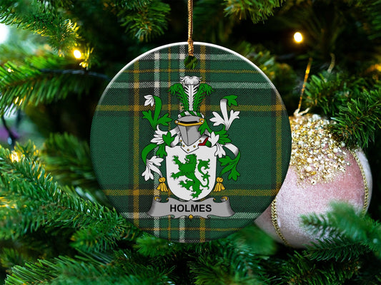 Physical Item White / 3" Holmes Irish Christmas Coat of Arms One Sided Ornaments