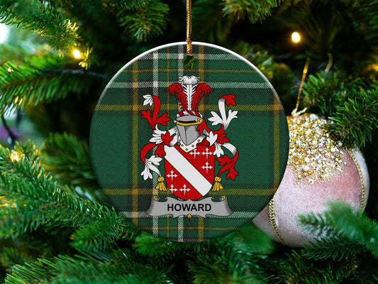 Physical Item White / 3" Howard Irish Tartan Christmas Coat of Arms Ornaments