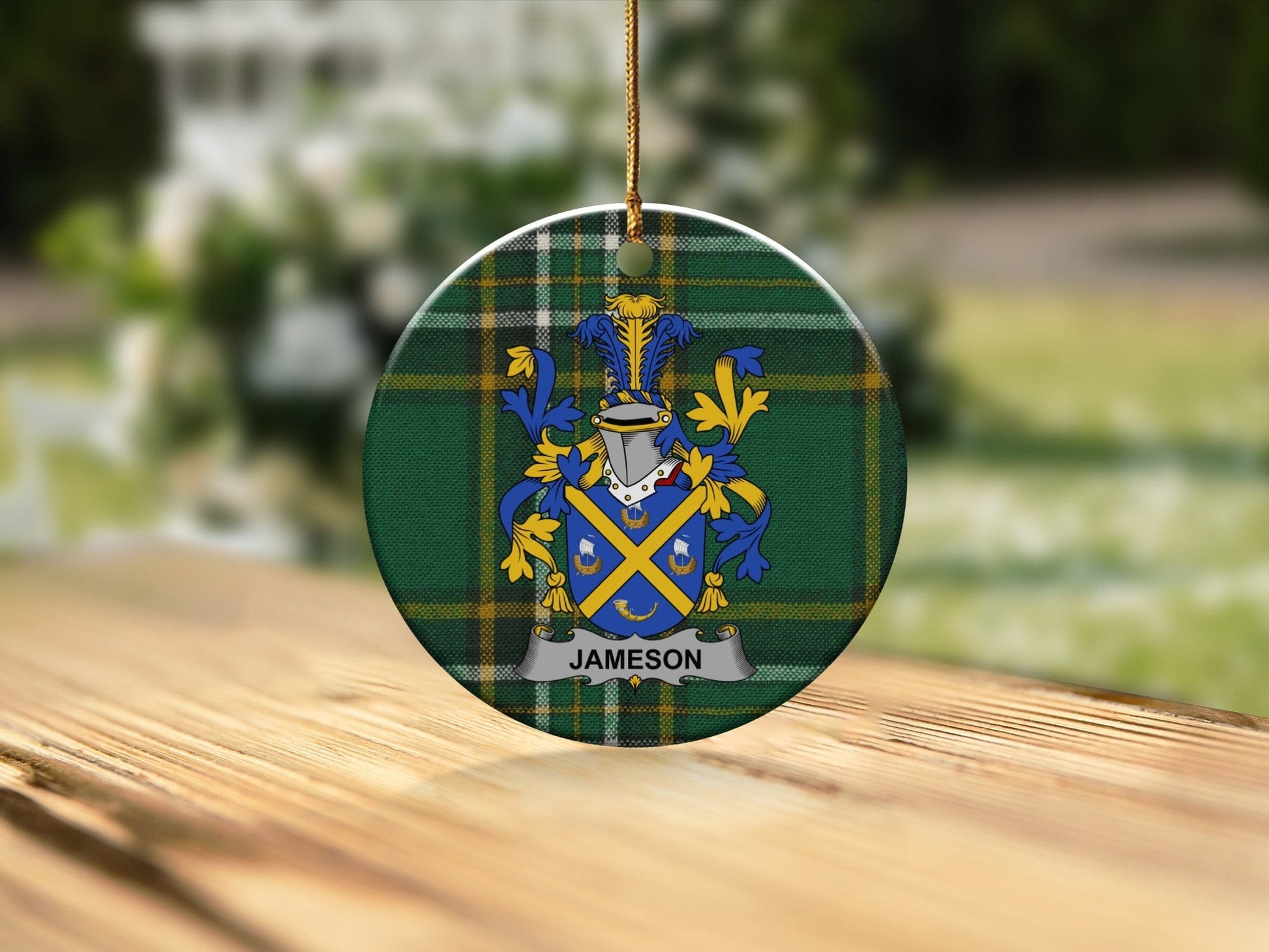 Physical Item White / 3" Jameson Coat of Arms Ceramic Christmas Ornament, Unique Irish Family Gift