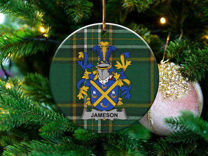 Physical Item White / 3" Jameson Coat of Arms Ceramic Christmas Ornament, Unique Irish Family Gift