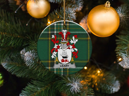 Physical Item White / 3" Leary Irish Surname Christmas Tartan Ornaments