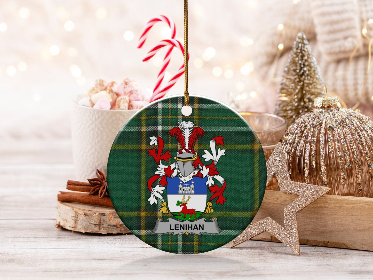 Physical Item White / 3" Lenihan Irish Christmas Ornaments One Sided Print