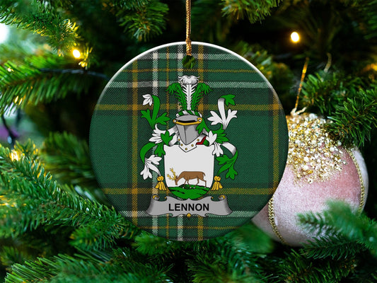 Physical Item White / 3" Lennon Irish Christmas Coat of Arms One Sided Print Ornaments