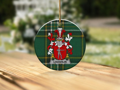 Physical Item White / 3" Loughlin Christmas Coat of Arms One Sided Print Ornaments