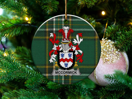 Physical Item White / 3" McCormick Irish Christmas Coat of Arms One Sided Ornaments