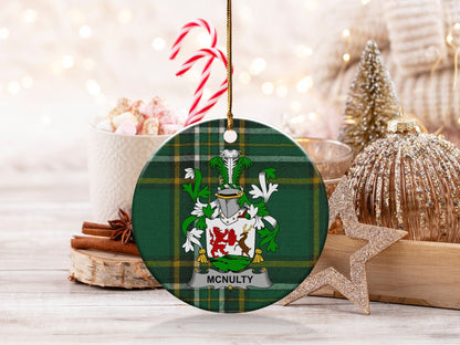 Physical Item White / 3" McNulty Coat of Arms One Sided Print Christmas Ornaments