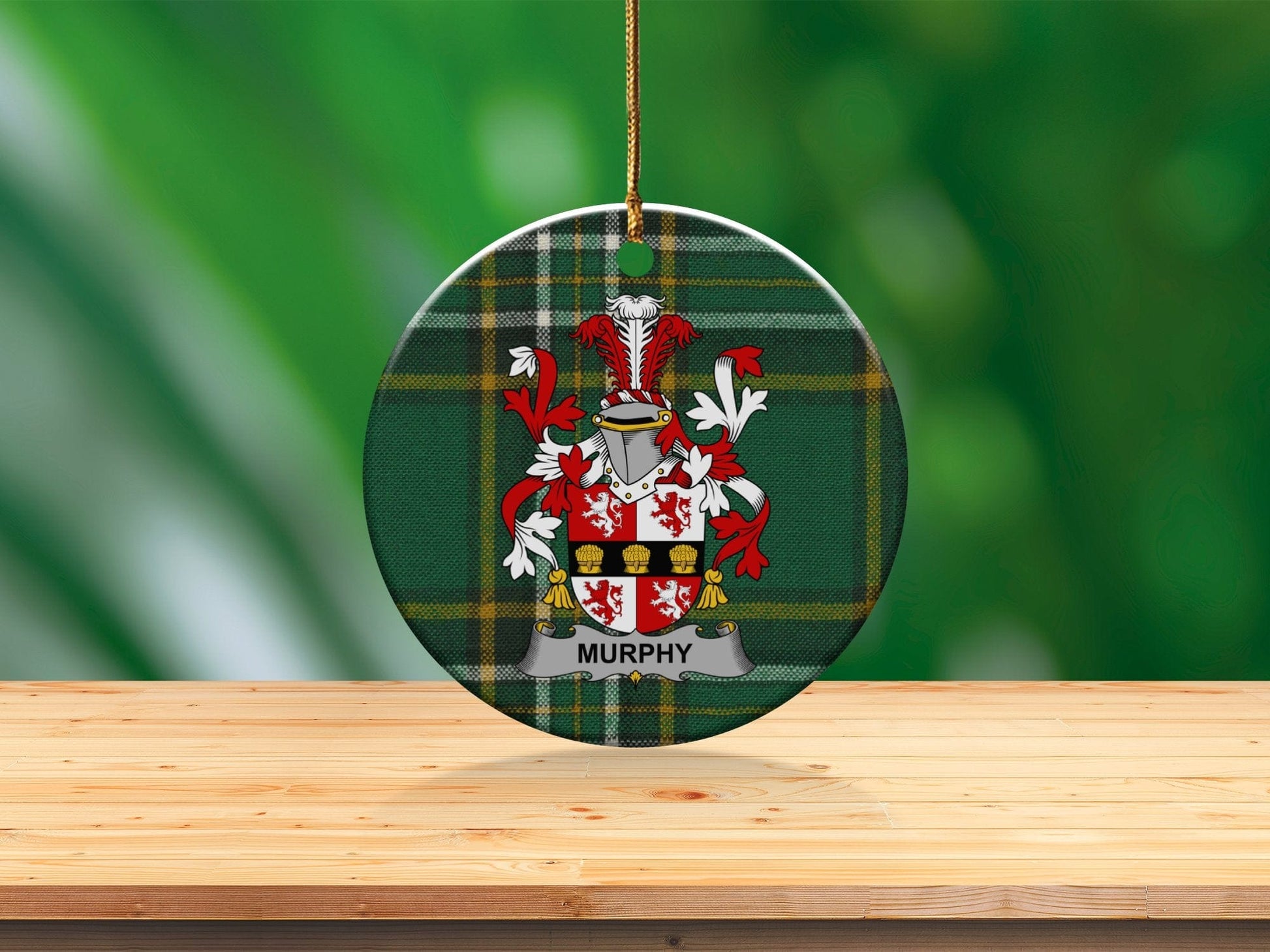 Physical Item White / 3" Murphy Irish Christmas One-Sided Print Coat of Arms Ornaments