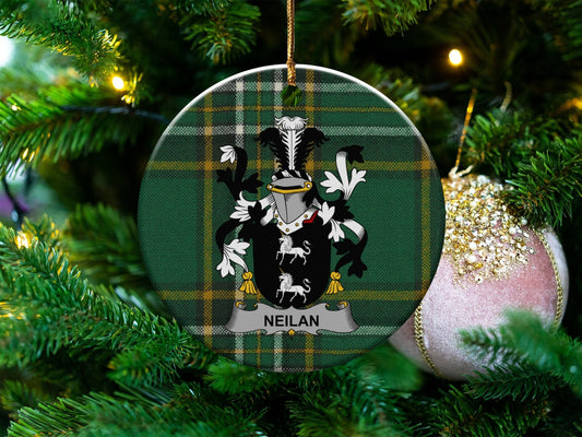 Physical Item White / 3" Neilan Irish Coat of Arms Ornaments with Christmas Design