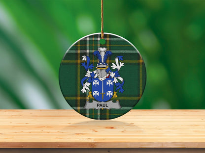 Physical Item White / 3" Paul Christmas One Sided Print Tartan Background Ornaments