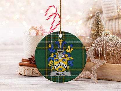 Physical Item White / 3" Regan Family Irish Coat of Arms Christmas Ornaments