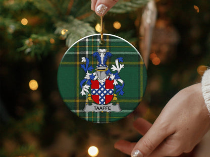 Physical Item White / 3" Taaffe Coat of Arms Irish National Tartan Christmas Ornaments