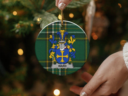 Physical Item White / 3" Ward Irish Surname Coat of Arms Christmas Ornaments