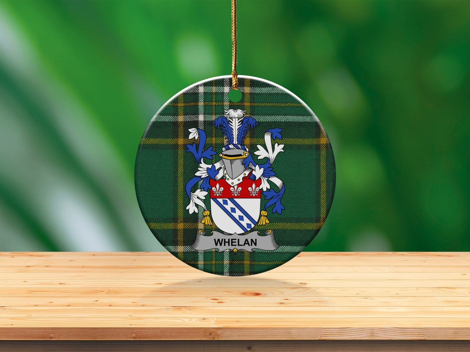 Physical Item White / 3" Whelan Irish Surname Coat of Arms Christmas Ornaments