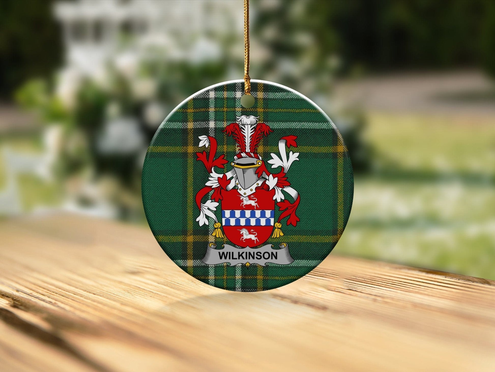 Physical Item White / 3" Wilkinson Coat of Arms Christmas One Sided Print Ornaments