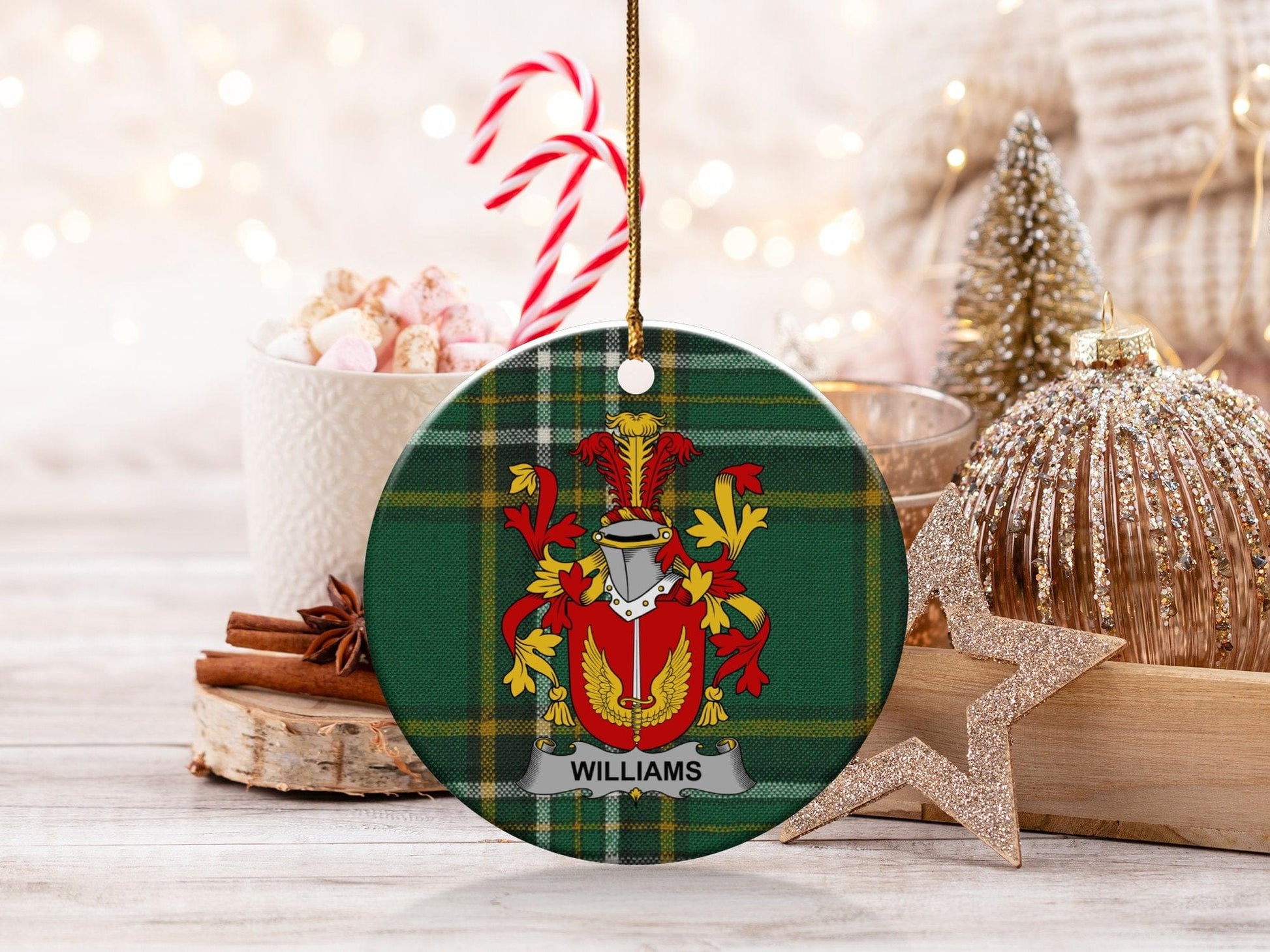 Physical Item White / 3" Williams Irish Coat of Arms Christmas Ornaments