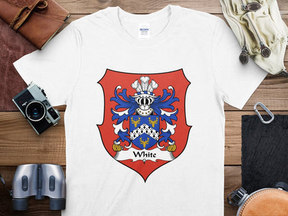 Physical Item White Coat of Arms Family Crest Heritage Design T-Shirt