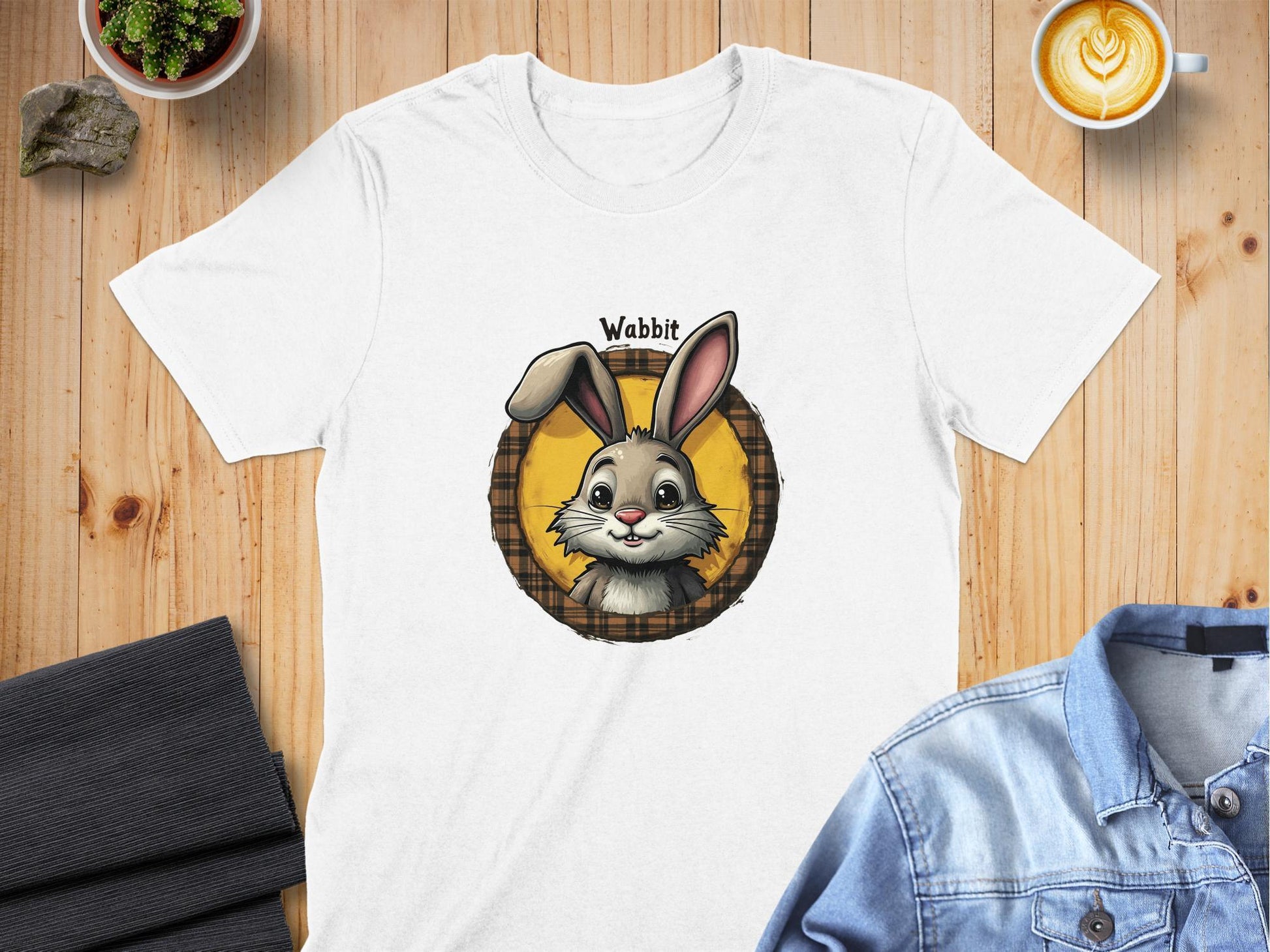 Physical Item White / S Cute Bunny with Scottish Saying Wabbit T-Shirts