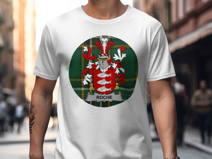 Physical Item White / S Roche Coat of Arms Irish National Tartan T-Shirt