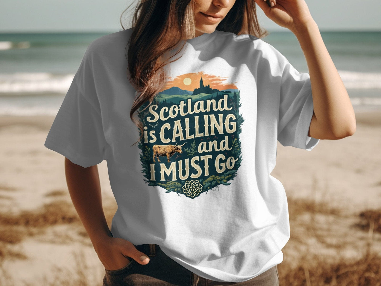 Physical Item White / S Scotland is Calling and I Must Go Quote Graphic T-Shirt