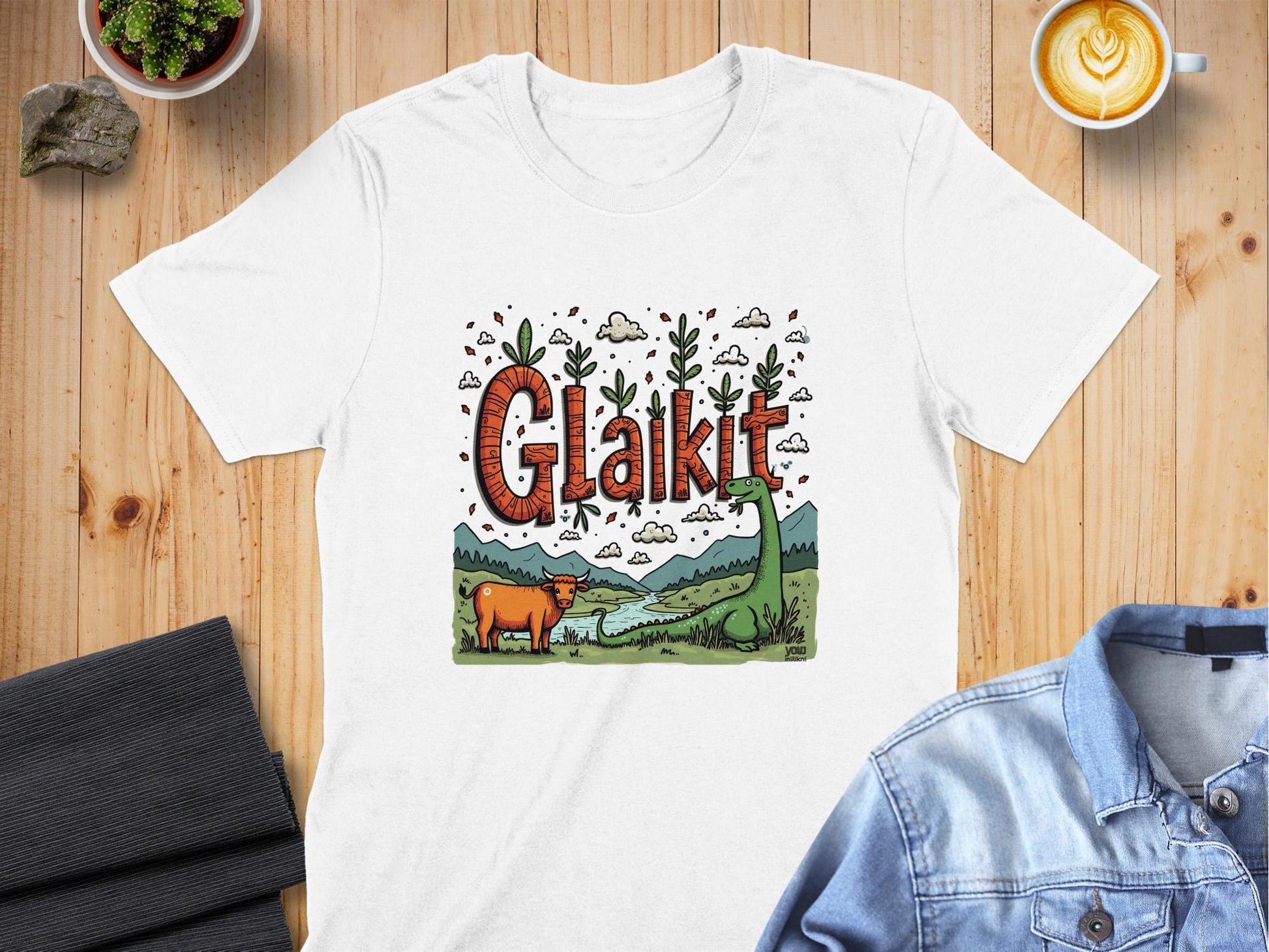 Physical Item White / S Scottish Highland Fun Glaikit Design Novelty T-Shirt