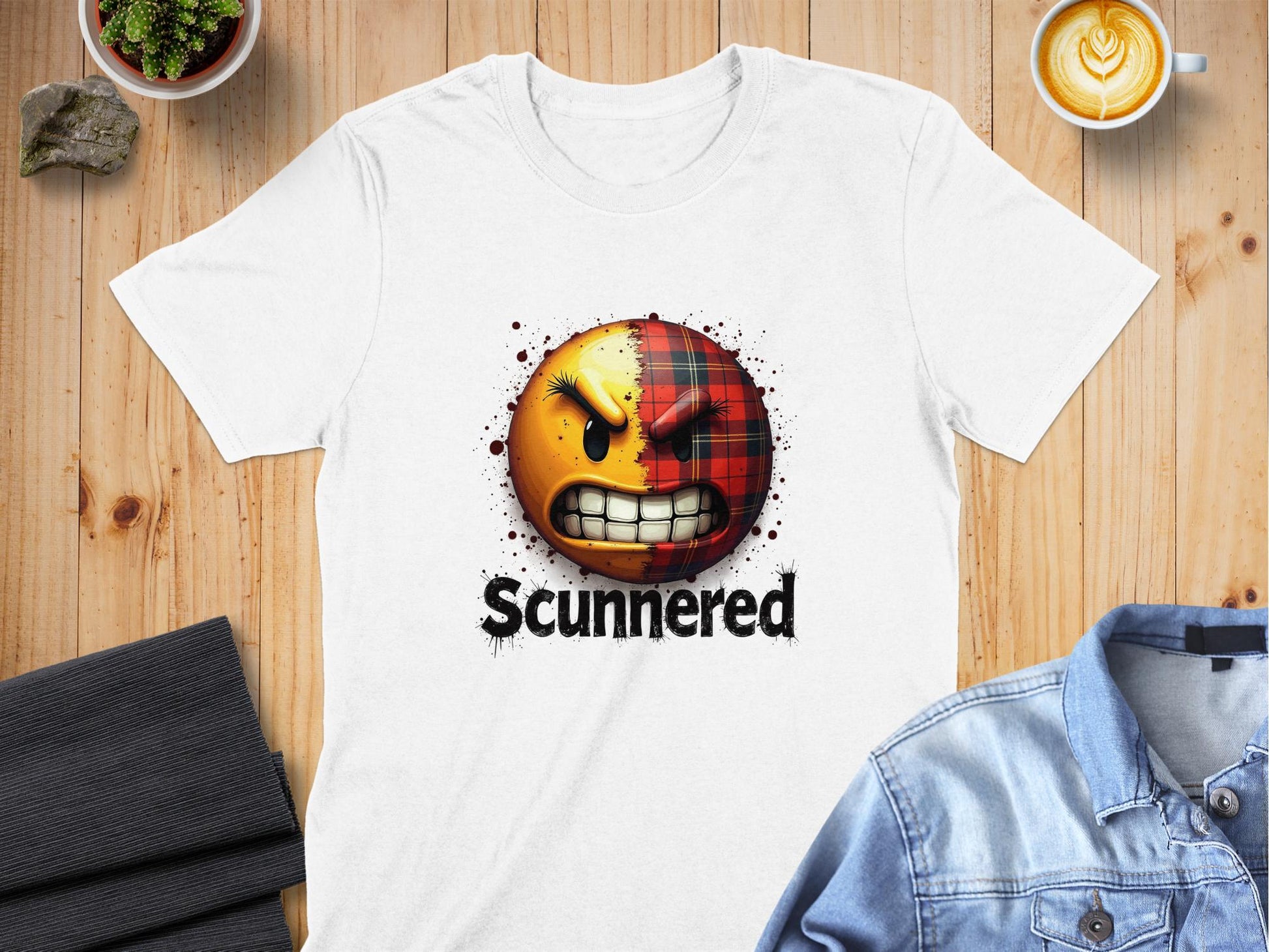 Physical Item White / S Scunnered Funny Scottish Emoji T-Shirts with Unique Saying Graphics