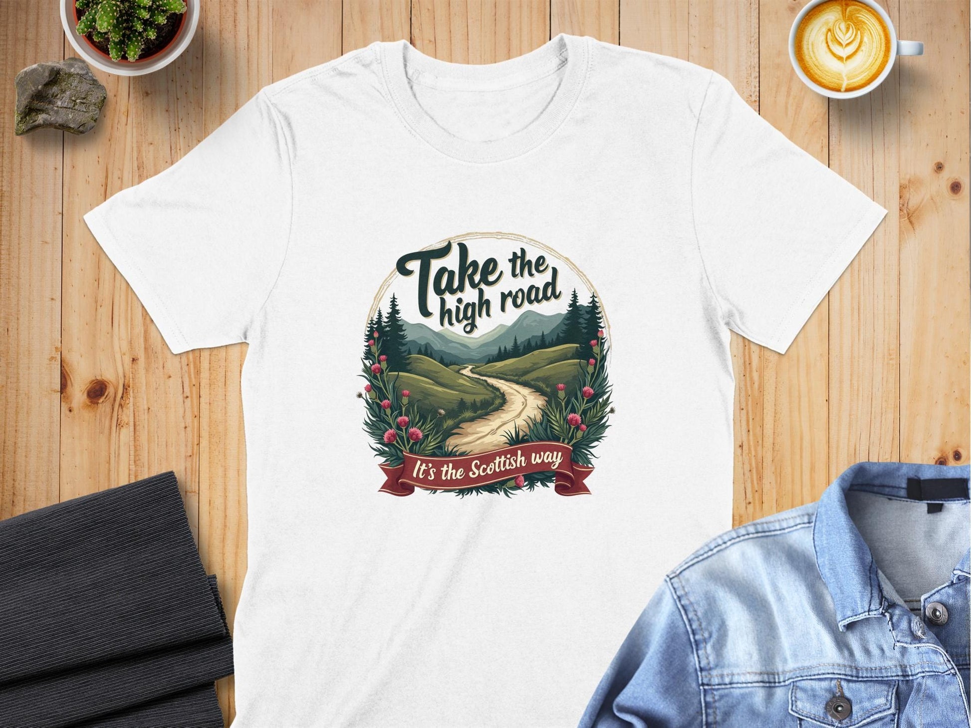 Physical Item White / S Take the High Road It's the Scottish Way T-Shirt