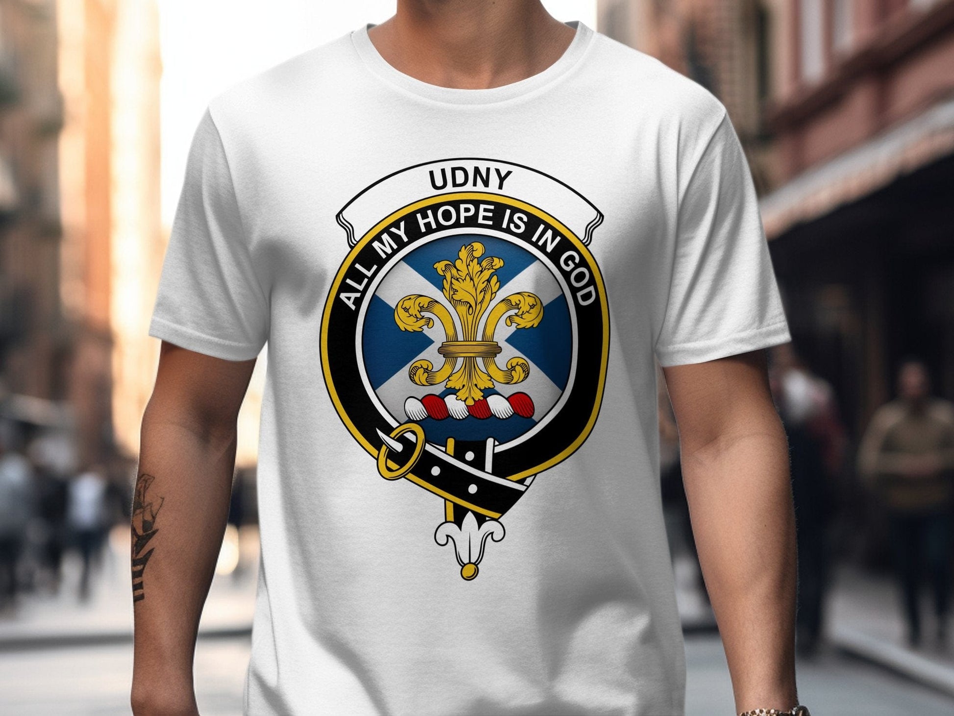 Physical Item White / S Udny All My Hope Is In God Scottish Clan Crest T-Shirt