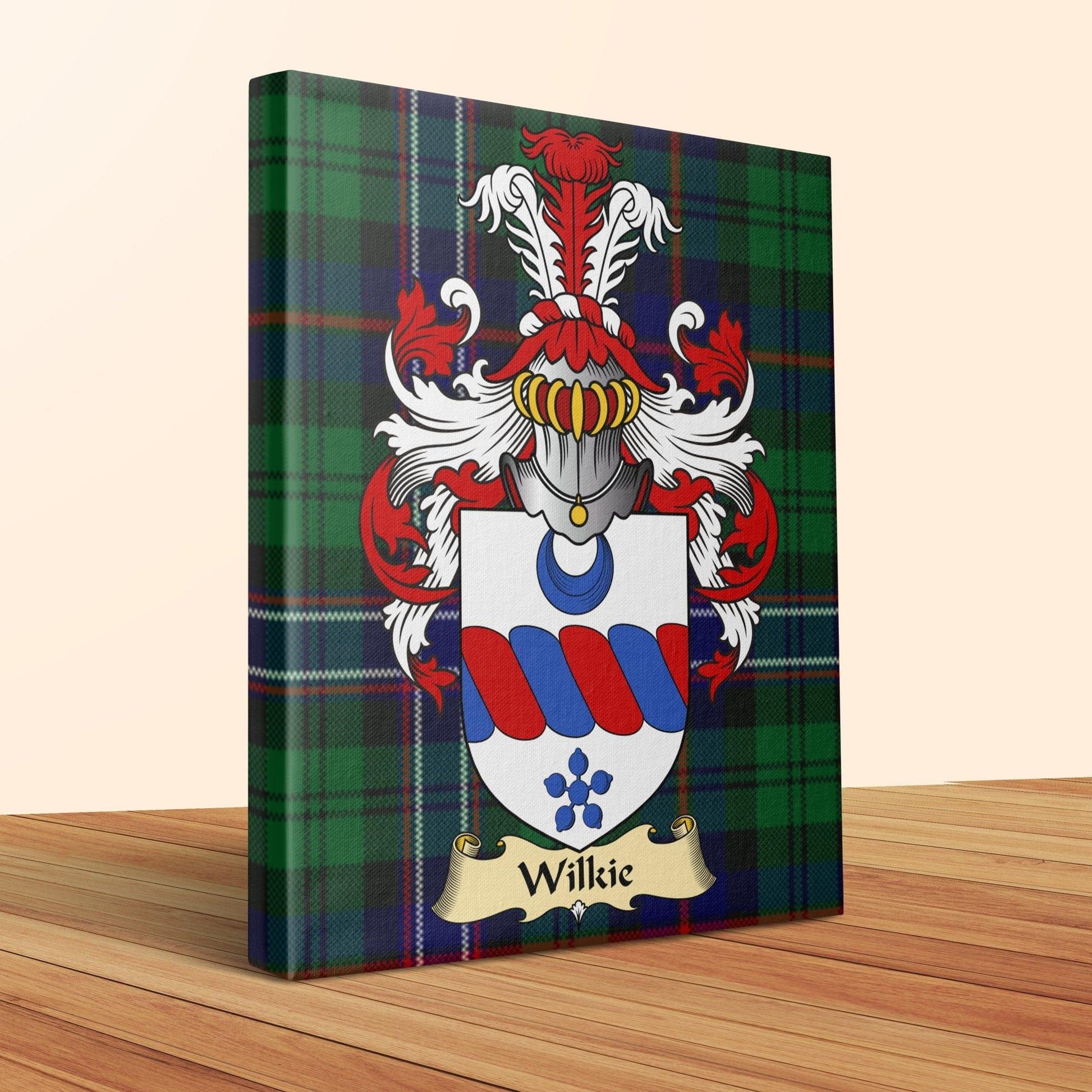 Physical Item Wilkie Clan Coat of Arms Tartan Canvas Wrap