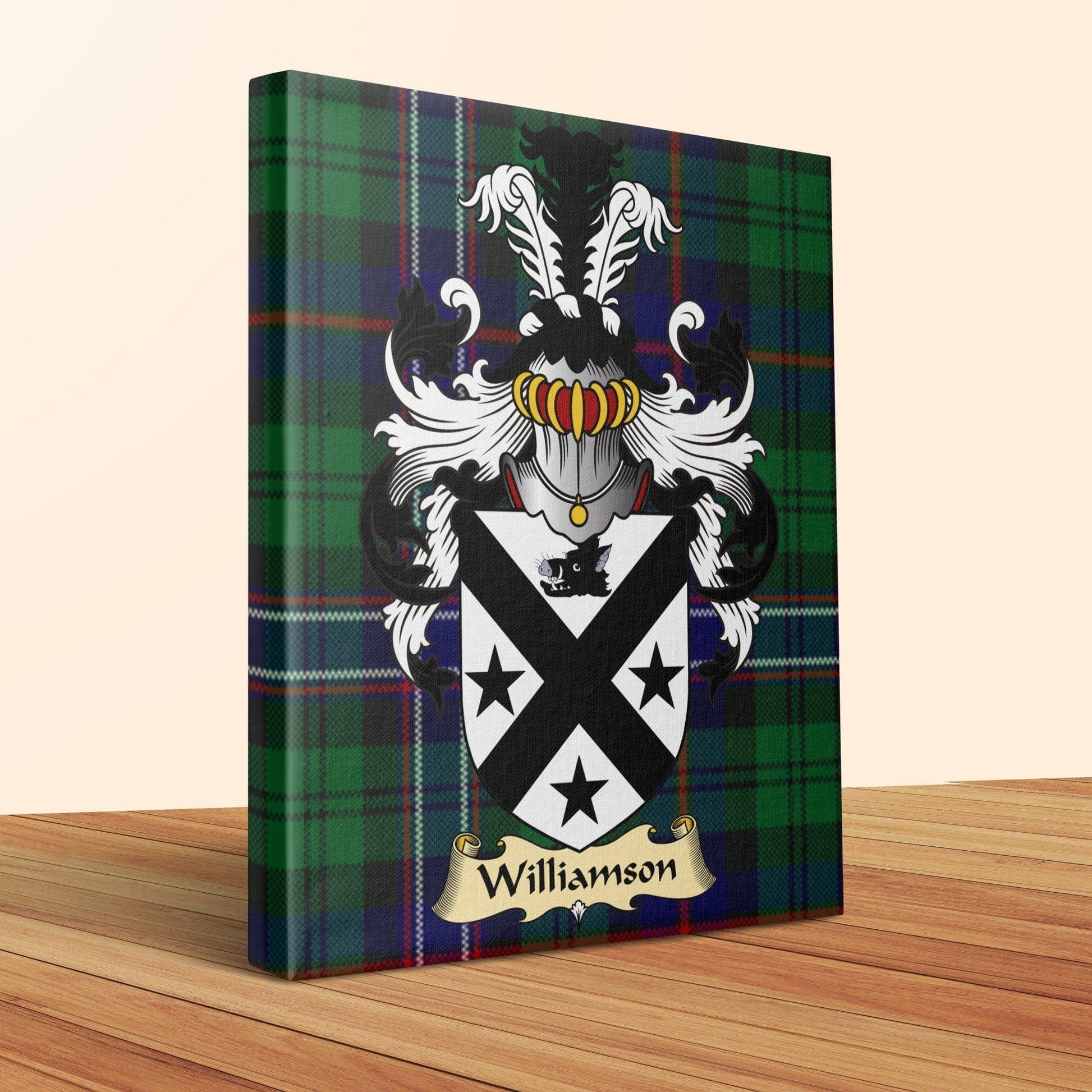 Physical Item Williamson Clan Coat of Arms Tartan Canvas Wrap