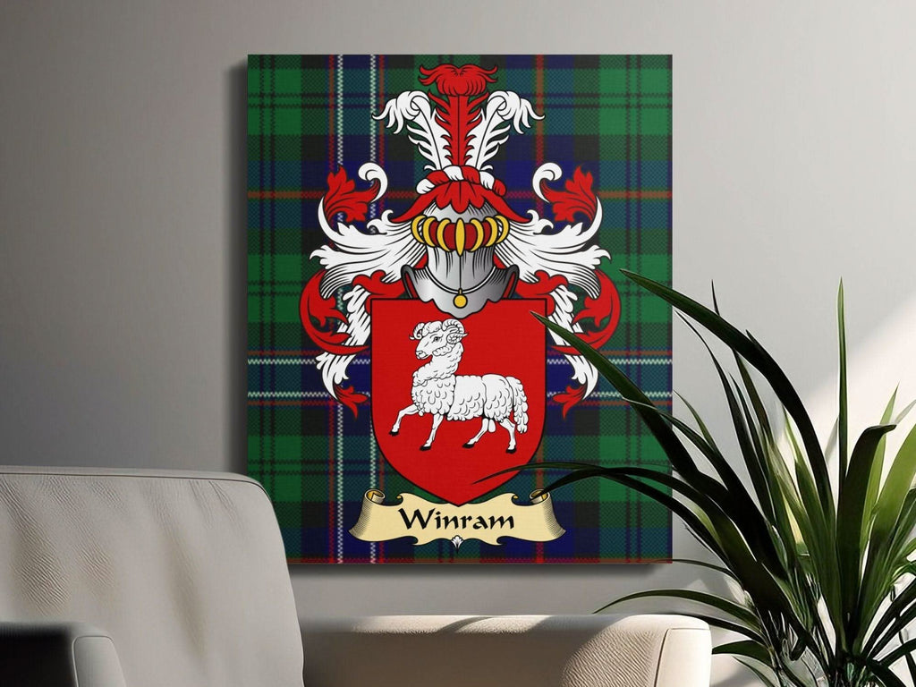 Winram Clan Coat of Arms Tartan Canvas Wrap - Celtic Ancestry Gifts