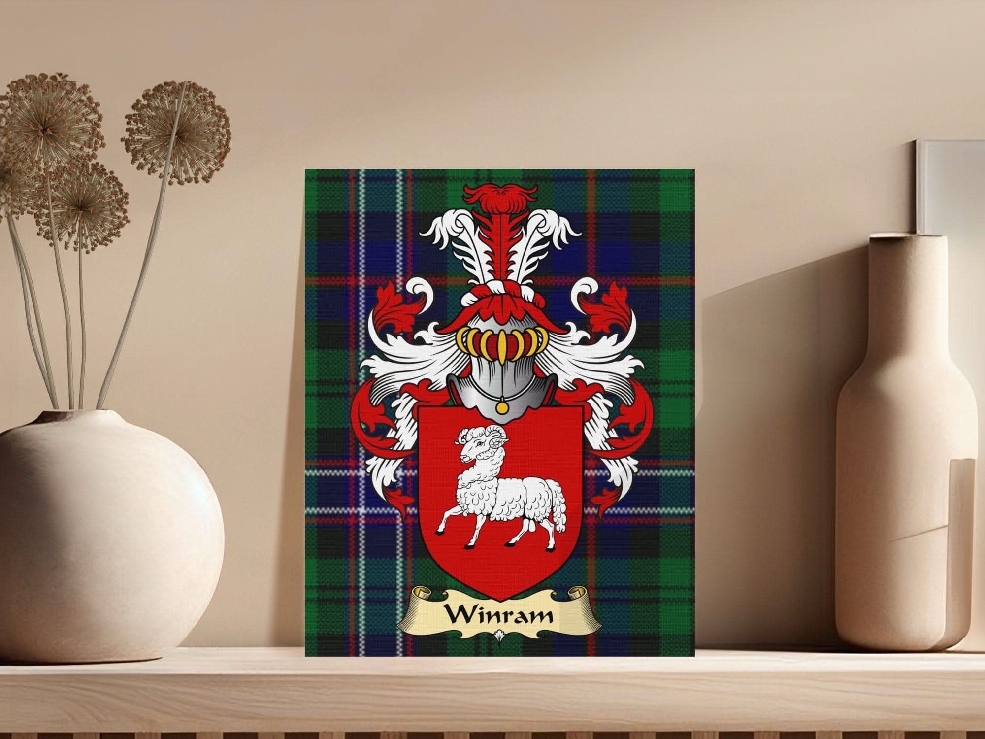 Winram Clan Coat of Arms Tartan Canvas Wrap - Celtic Ancestry Gifts