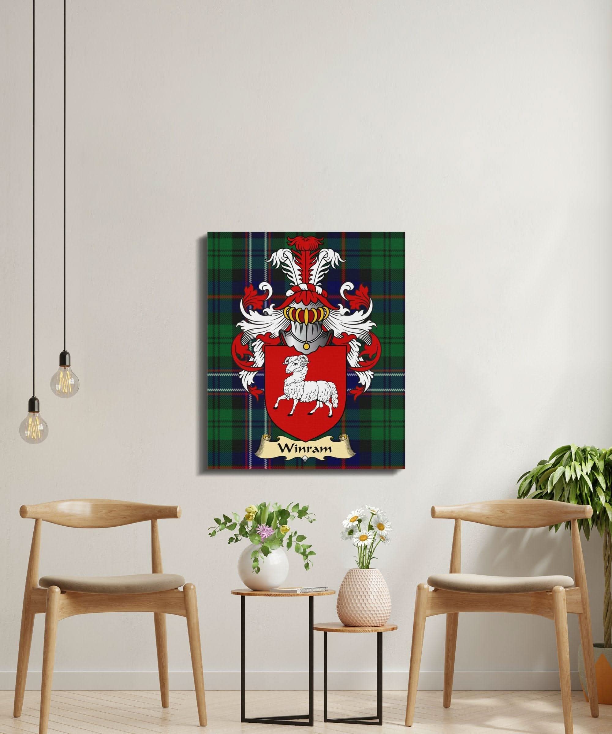 Winram Clan Coat of Arms Tartan Canvas Wrap - Celtic Ancestry Gifts
