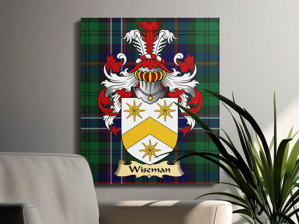 Wiseman Clan Coat of Arms Tartan Canvas Wrap - Celtic Ancestry Gifts