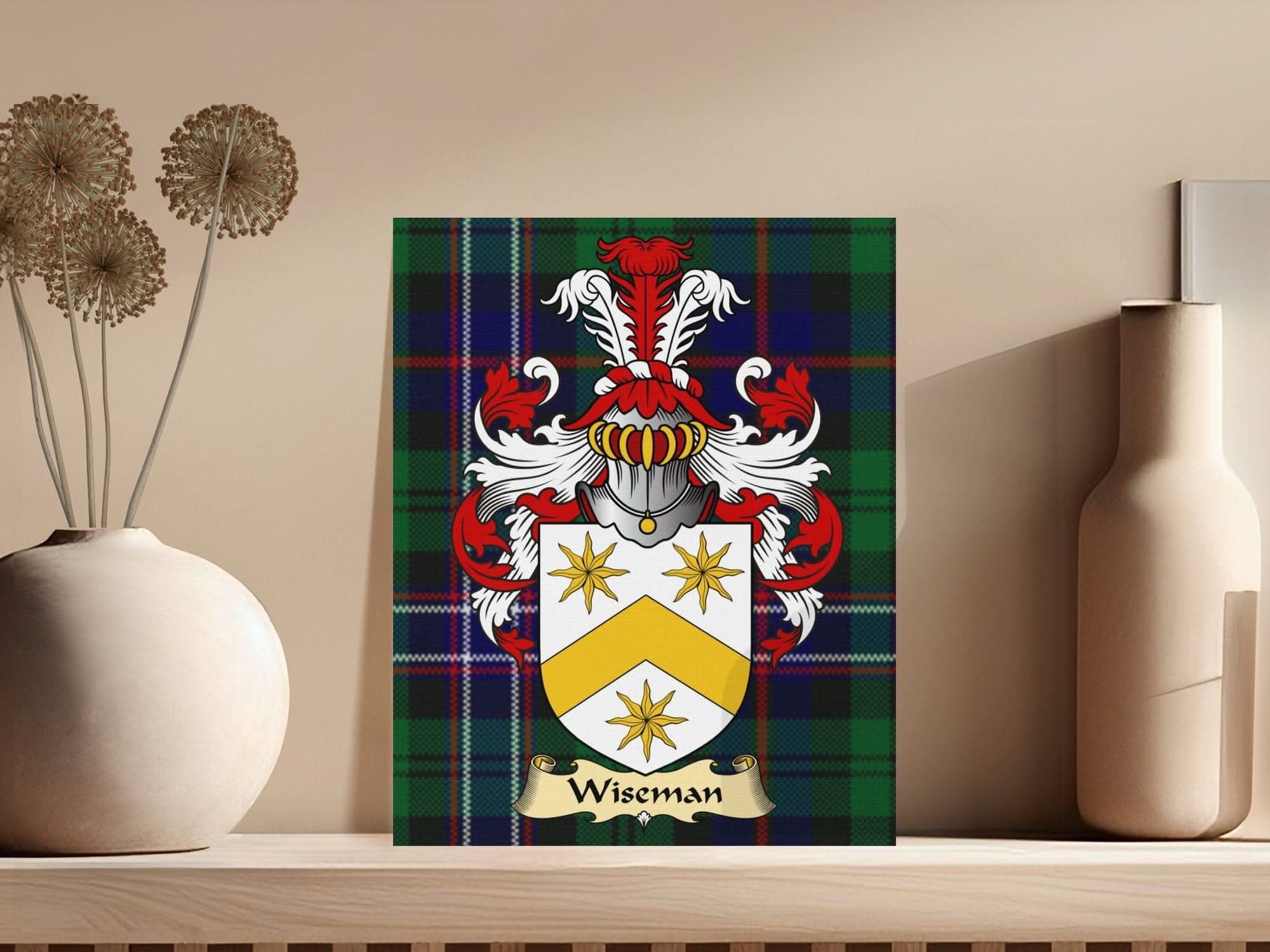 Wiseman Clan Coat of Arms Tartan Canvas Wrap - Celtic Ancestry Gifts