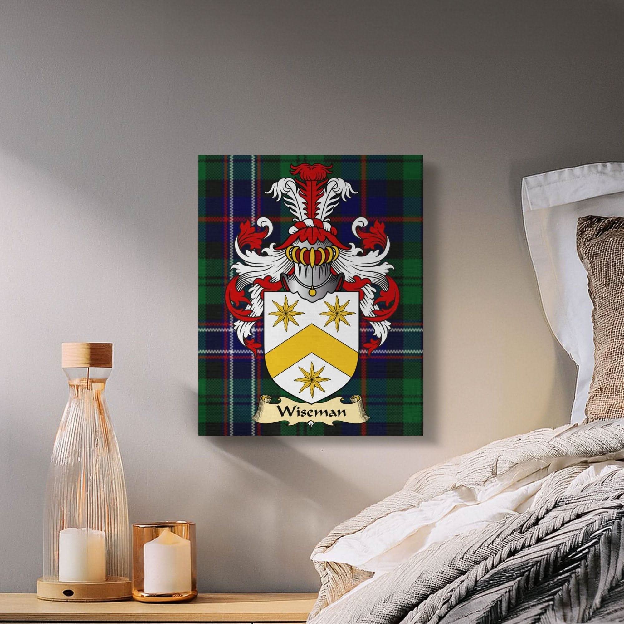 Wiseman Clan Coat of Arms Tartan Canvas Wrap - Celtic Ancestry Gifts