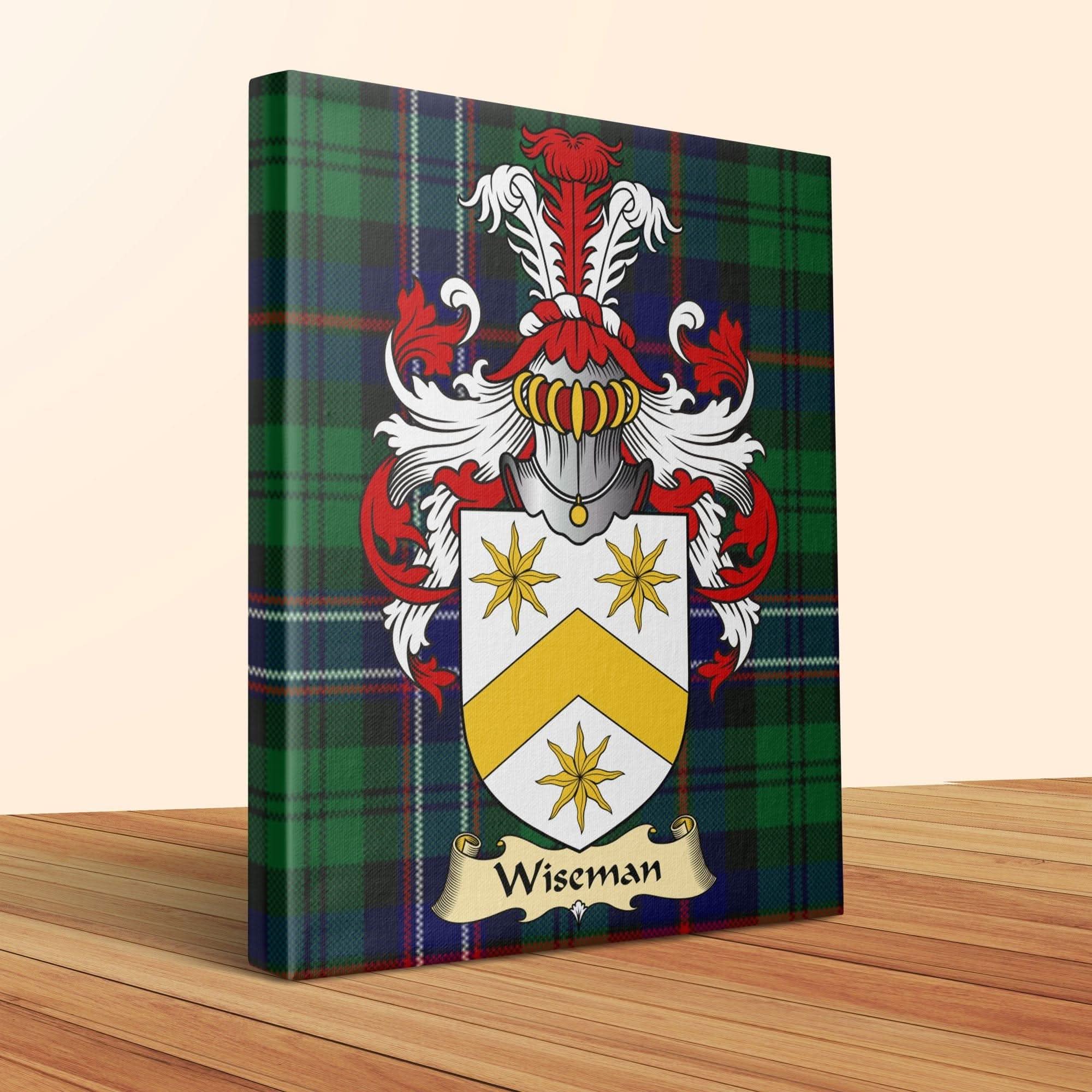 Wiseman Clan Coat of Arms Tartan Canvas Wrap - Celtic Ancestry Gifts