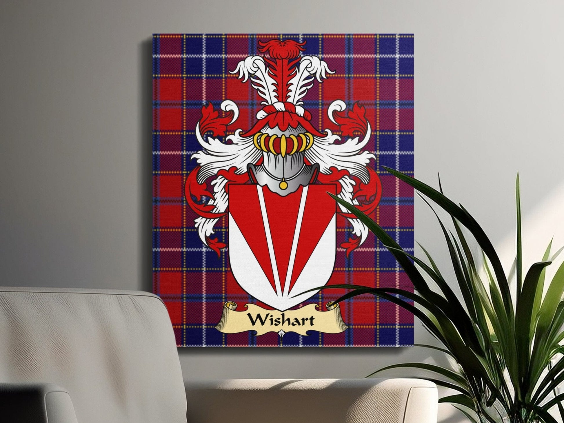 Physical Item Wishart Clan Coat of Arms Tartan Canvas Wrap