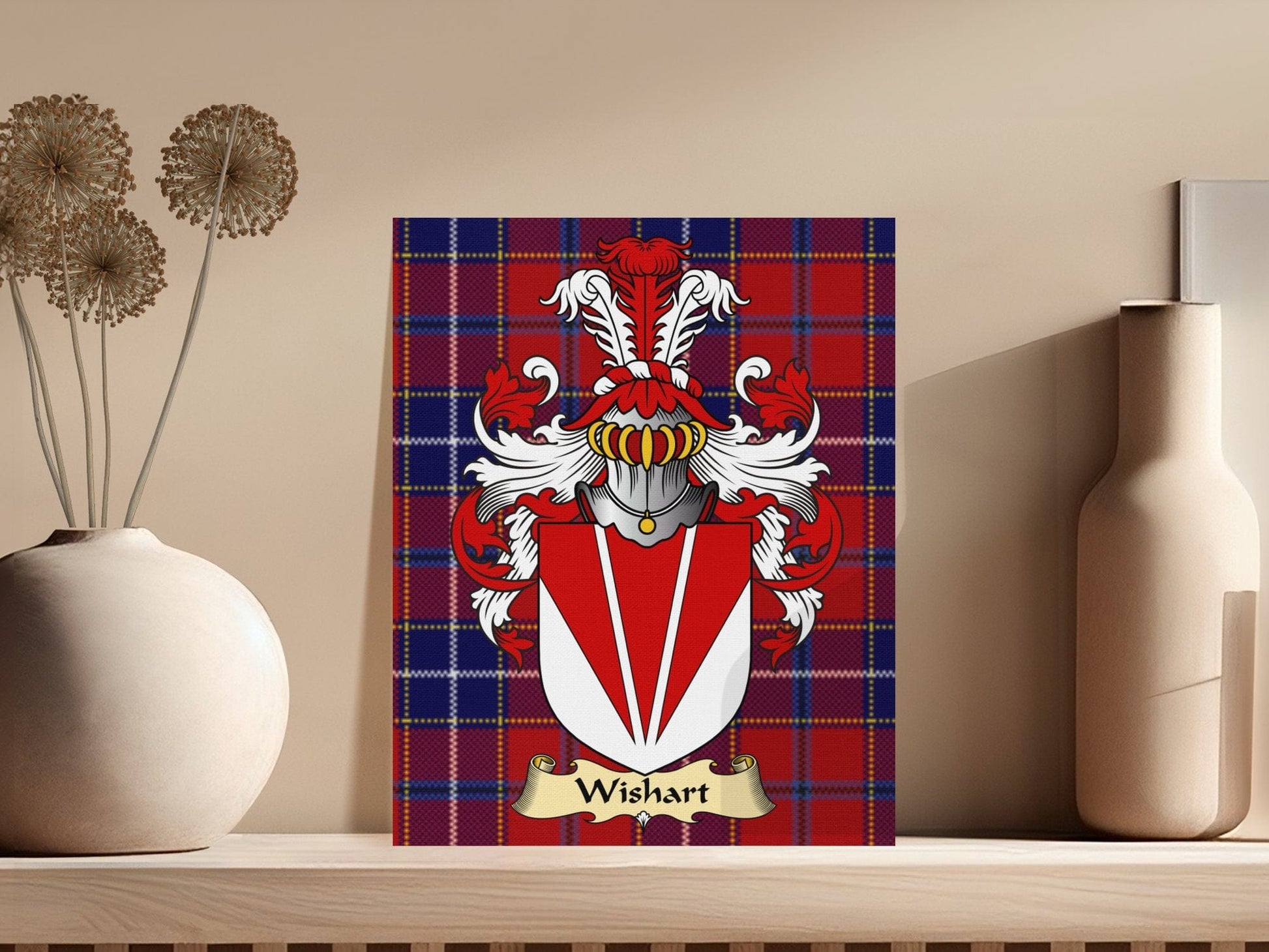 Physical Item Wishart Clan Coat of Arms Tartan Canvas Wrap