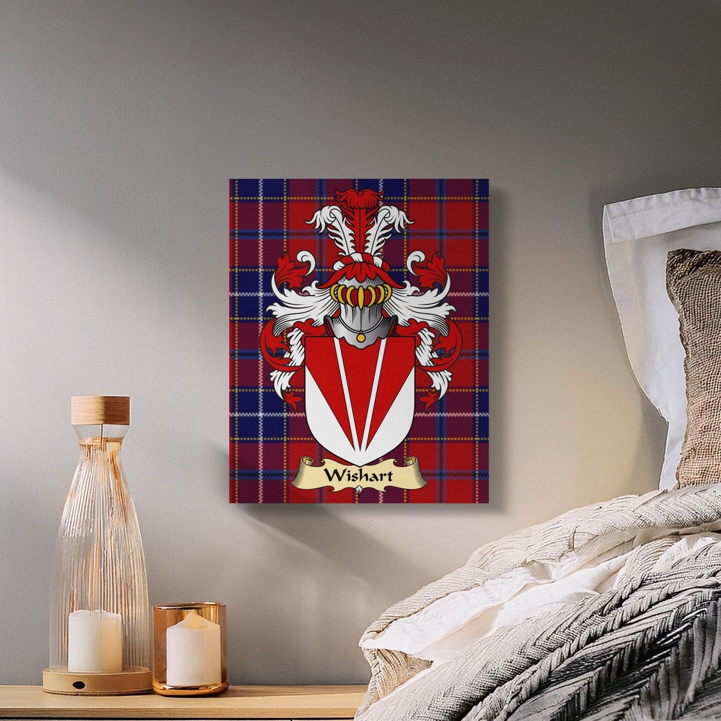 Physical Item Wishart Clan Coat of Arms Tartan Canvas Wrap