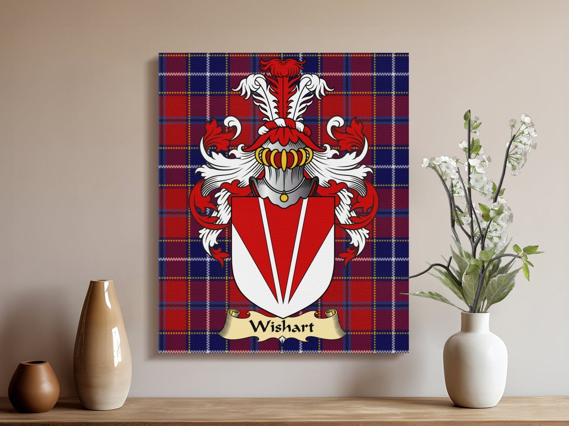 Physical Item Wishart Clan Coat of Arms Tartan Canvas Wrap